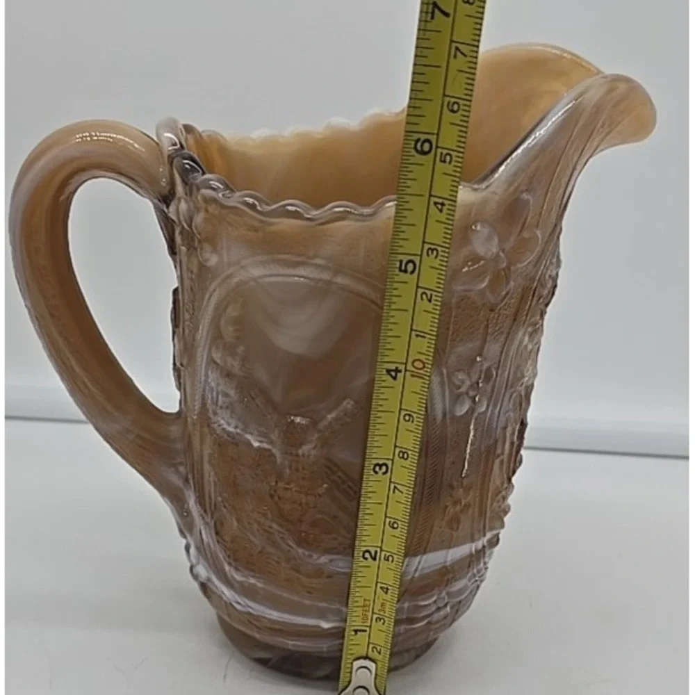 Vintage Imperial‎ Ruby Glass Caramel Slag Embossed Windmill Pitcher